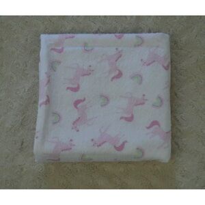 Luvable Friends Unicorn Rainbow Baby Receiving Blanket Flannel Pink White Blue